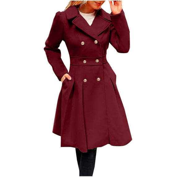 SHTXOZHI Women's Long Trench Coat Double Breasted Lapel Dressy Overcoat Fall Winter Trendy Clothes