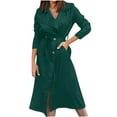 thumbnail image 1 of SHTXOZHI Women's Long Trench Coat Fall Fashion Windproof Button Lapel Overcoat with Belt, 1 of 7