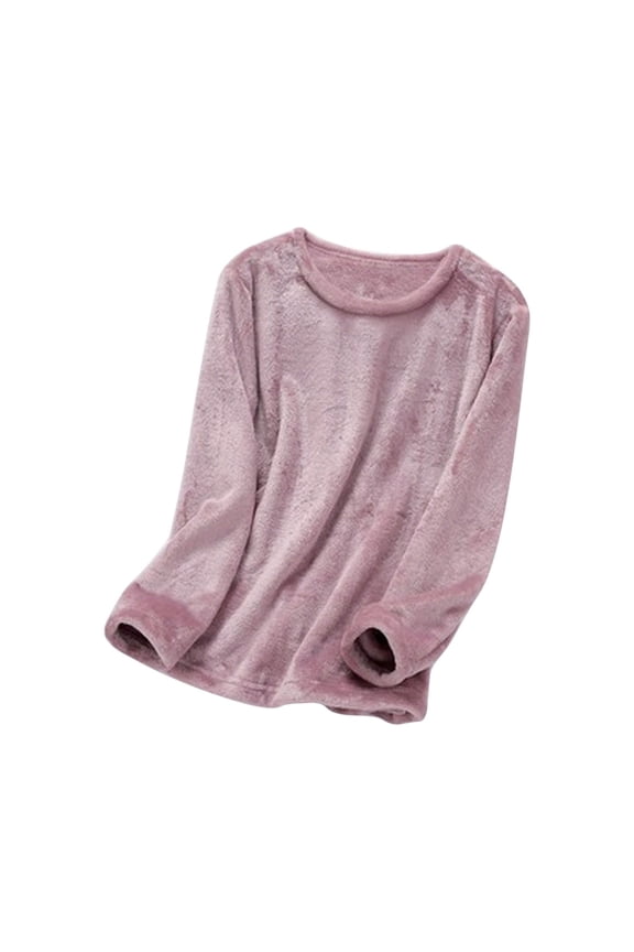 Women's Lounge Tops Long Sleeve Fuzzy Fleece Shirts Winter Warm Coat Sleepwear