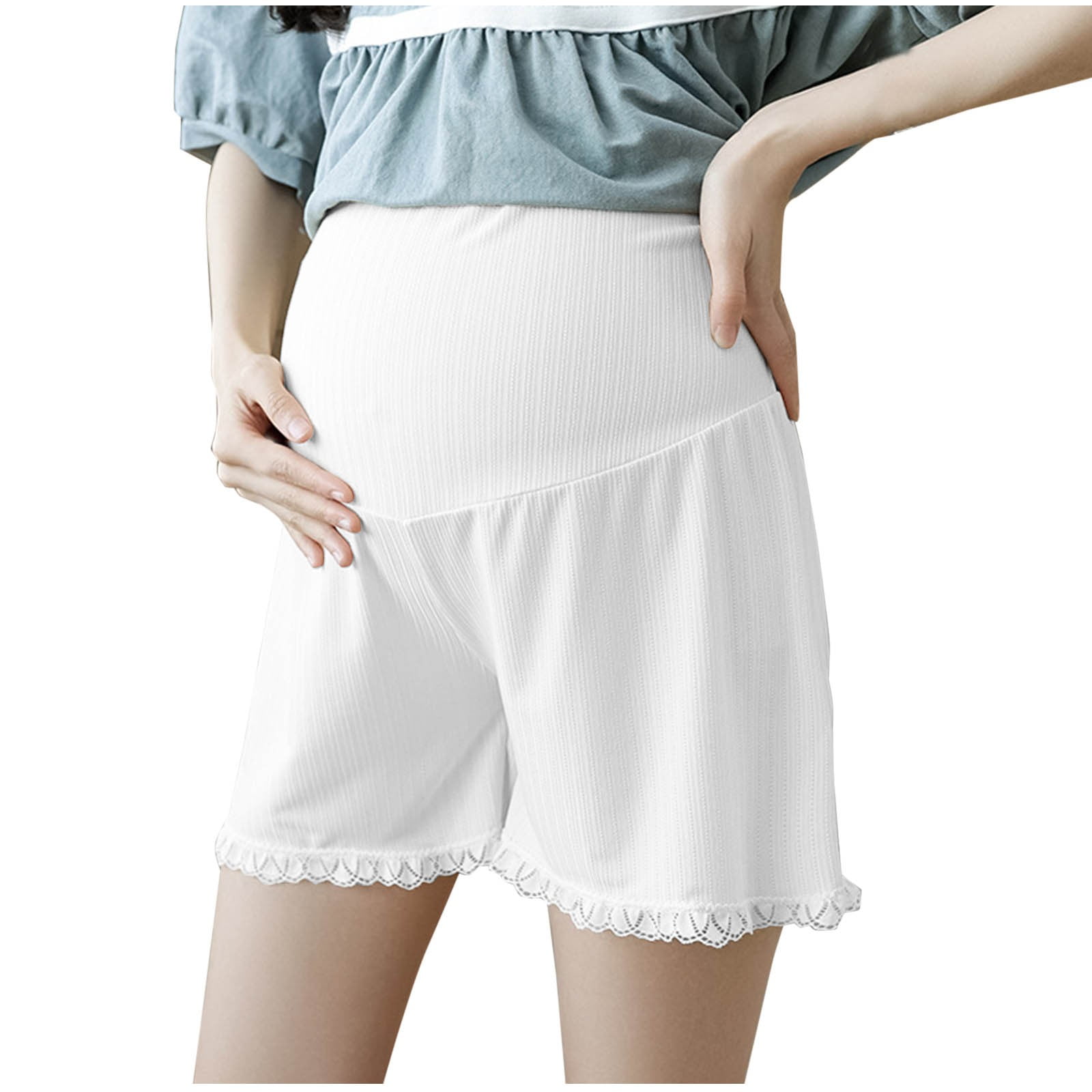 Shtxozhi Women's Maternity Stretch Shorts Over The Belly Pregnancy Lounge Shorts Under Dress Shorts, Size: Medium, Green