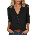 thumbnail image 1 of SHTXOZHI Women's Open Front Lightweight Cardigan 3/4 Sleeve Button Down Cardigans with Pockets, 1 of 6