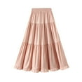thumbnail image 1 of SHTXOZHI Women's Summer Spring A-Line Ruffle Tiered Casual Skirt High Waist Solid Color Long Skirts, 1 of 6