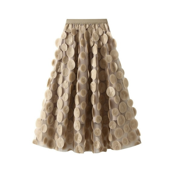 SHTXOZHI Women's Tulle Skirt A Line High Waist Layered Mesh Skirt Casual Pleated Midi Skirt