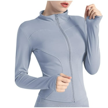 SHTXOZHI Women's Zip Up Long Sleeve Athletic Jacket Stretch Slim Running Sport Gym Yoga Tops