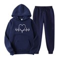 thumbnail image 1 of SHTXOZHI Womens 2 Piece Sweatsuit Long Sleeve Graphic Hooded Sweatshirt Drawstring Sweatpants Set, 1 of 2