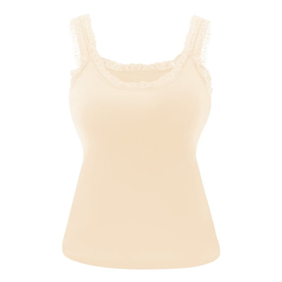 SHTXOZHI Womens Built in Bra Tank Tops Lace Trim Square Neck Blouse Summer Sleeveless Casual Sport Shirt