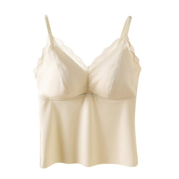 SHTXOZHI Womens Camisoles Tops with Built in Padded Bra Sleeveless V Neck Tank Tops Summer Sleepwear