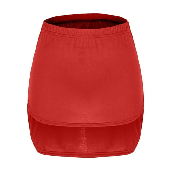 SHTXOZHI Womens Elastic Waist Mini Skirt Layering Underskirt Solid Color Casual Short Skirt