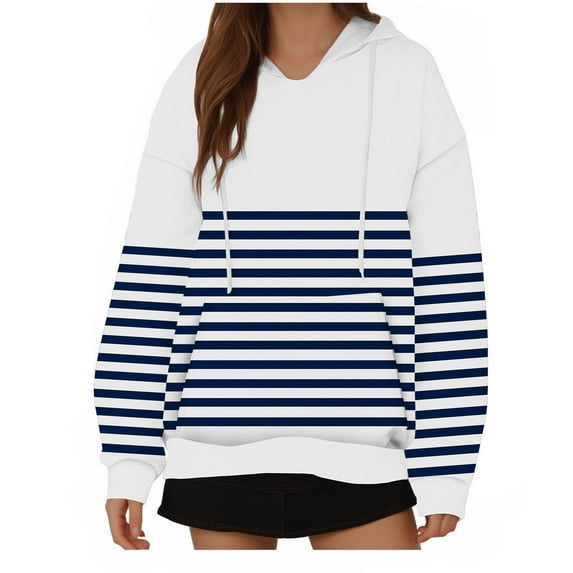 SHTXOZHI Womens Fall Hoodies Color Block Drawstring Pullover Sweatshirts with Pockets Long Sleeve Fall Shirts