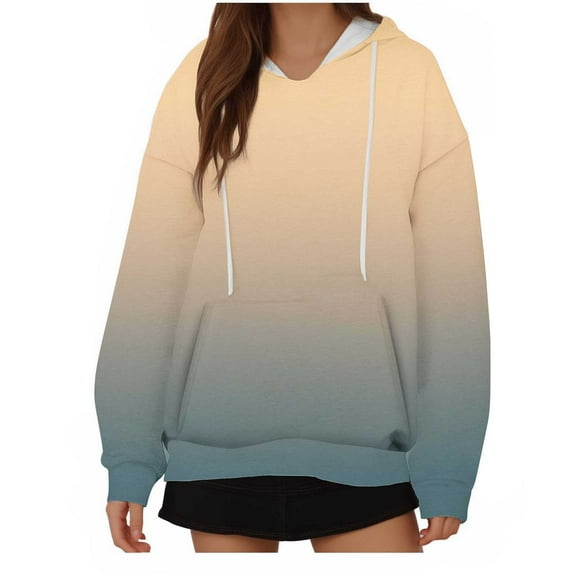 SHTXOZHI Womens Fall Hoodies Color Block Drawstring Pullover Sweatshirts with Pockets Long Sleeve Fall Shirts