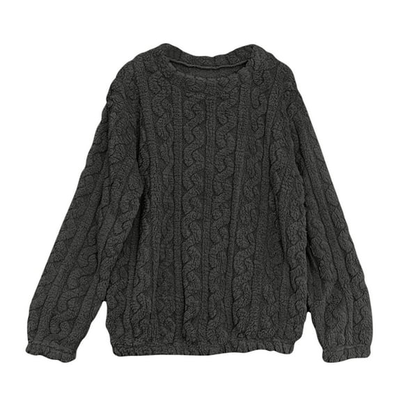 SHTXOZHI Womens Fuzzy Fleece Pajama Tops Long Sleeve Plush Sherpa Tops Lounge Sleep Shirts