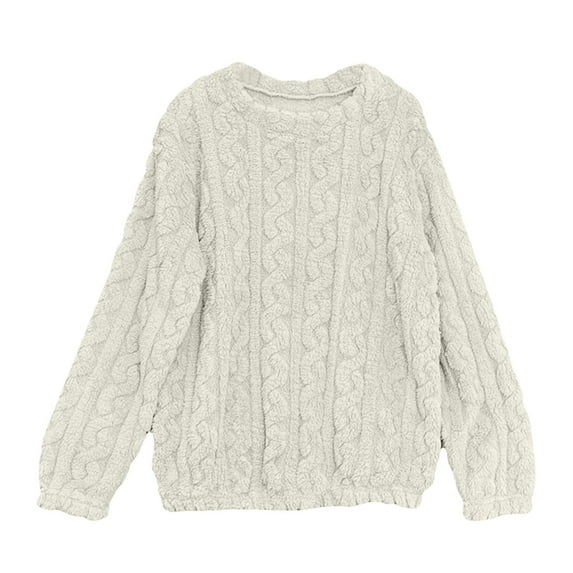 SHTXOZHI Womens Fuzzy Fleece Pajama Tops Long Sleeve Plush Sherpa Tops Lounge Sleep Shirts