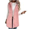 thumbnail image 1 of SHTXOZHI Womens Fuzzy Sherpa Vest Sleeveless Open Front Plush Cardigan Warm Hooded Coats, 1 of 8
