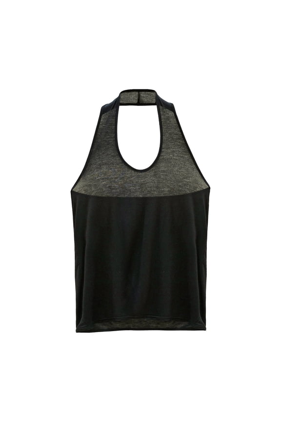 Womens Halter Tank Top Solid Color Backless Blouses Loose Breathable Casual Workout Layering Tops