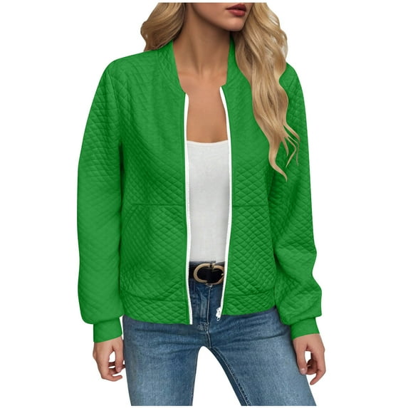 SHTXOZHI Womens Jacket Zip Up Casual Jackets Lightweight Outerwear Trendy Coat with Pockets