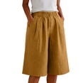 thumbnail image 1 of SHTXOZHI Womens Knee Length Shorts High Waisted Plus Size Shorts Summer Loose Textured Pants with Pleated and Pockets, 1 of 7