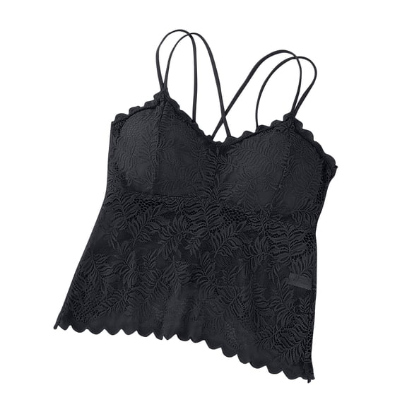 SHTXOZHI Womens Lace Spaghetti Strap Camisole Built in Bra Padded Sleeveless Shirts Summer Tank Tops