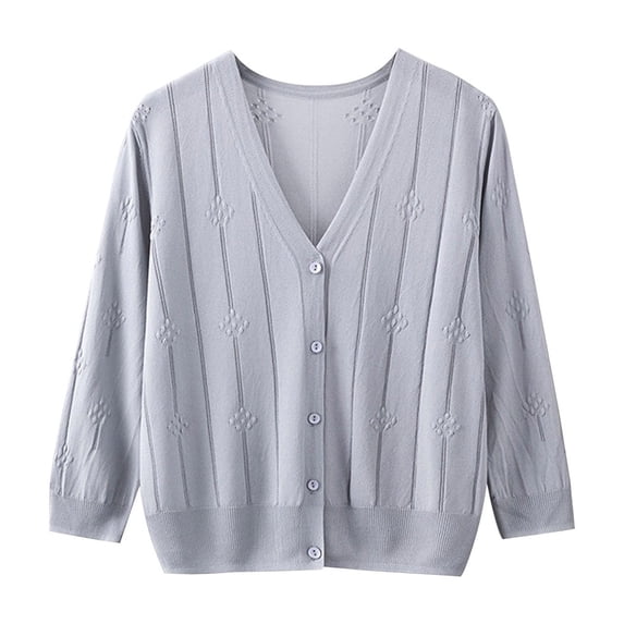 SHTXOZHI Womens Lightweight Button Down Long Sleeve Cardigan Sweater V Neck Open Front Cardigan