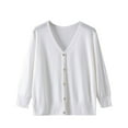 thumbnail image 1 of SHTXOZHI Womens Lightweight Button Down Long Sleeve Cardigan Sweater V Neck Open Front Cardigan, 1 of 3