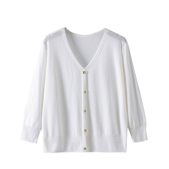 SHTXOZHI Womens Lightweight Button Down Long Sleeve Cardigan Sweater V Neck Open Front Cardigan