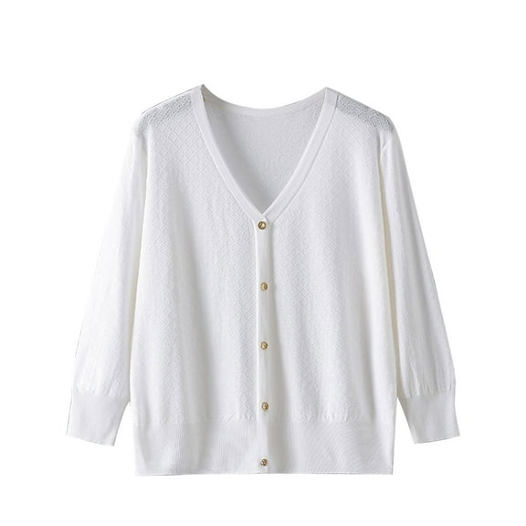 SHTXOZHI Womens Lightweight Button Down Long Sleeve Cardigan Sweater V Neck Open Front Cardigan