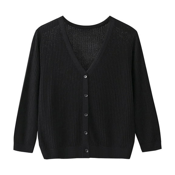 SHTXOZHI Womens Lightweight Button Down Long Sleeve Cardigan Sweater V Neck Open Front Cardigan
