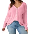 thumbnail image 1 of SHTXOZHI Womens Long Sleeve Button Down Jacket Fall Open Front Solid Color Knit Cardigans, 1 of 5