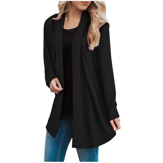 SHTXOZHI Womens Long Sleeve Cardigans Open Front Solid Color Casual Jacket Fall Coat Outwear