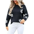 thumbnail image 1 of SHTXOZHI Womens Long Sleeve Crewneck Sweaters Fall Winter Cute Knitted Pullover Tops, 1 of 4