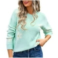 thumbnail image 1 of SHTXOZHI Womens Long Sleeve Crewneck Sweaters Fall Winter Cute Knitted Pullover Tops, 1 of 4