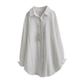 thumbnail image 1 of SHTXOZHI Womens Long Sleeve Shirt Jacket Button Down Collared Solid Color Casual Fall Coats, 1 of 3