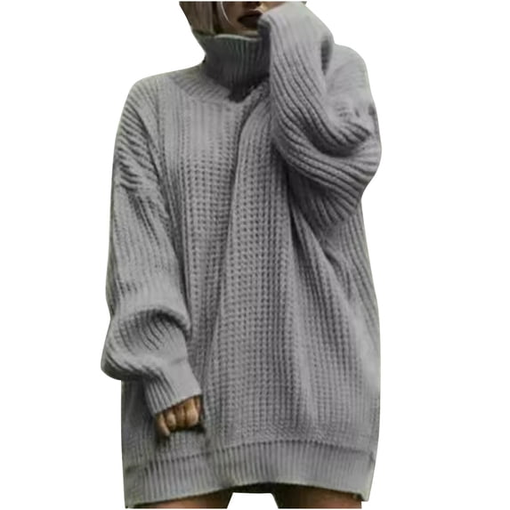 SHTXOZHI Womens Long Sleeve Turtleneck Sweater Dress Solid Color Knit Mini Dresses Fall Winter