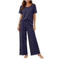thumbnail image 1 of SHTXOZHI Womens Loose Wide Leg Pants Pajamas Set Short Sleeve Crew Neck Top Comfortable Soft Printed Sleepwear, 1 of 6