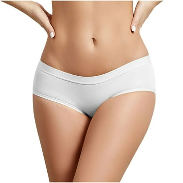 SHTXOZHI Womens Mid Waisted Panties Breathable Full Coverage Underwear Solid Color Soft Briefs