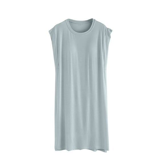 SHTXOZHI Womens Nightgown Crewneck Nightshirts Sleeveless Built in Bra Sleep Dress Sleepwear Loungewear Pjs