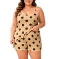 thumbnail image 1 of SHTXOZHI Womens Plus Size Polka Dot Printed Pajamas Set Breathable Sleeveless Cropped Sleepwear Elastic Homewear, 1 of 9