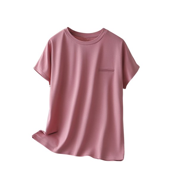 SHTXOZHI Womens Plus Size Tops Summer Short Sleeve Crewneck Basic Tee Tops Solid Color Casual Shirt