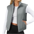 thumbnail image 1 of SHTXOZHI Womens Quilted Vest Lightweight Stand Collar Sleeveless Jackets Zip Up Padded Winter Outerwear, 1 of 8