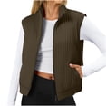 thumbnail image 1 of SHTXOZHI Womens Quilted Vest Lightweight Stand Collar Sleeveless Jackets Zip Up Padded Winter Outerwear, 1 of 8