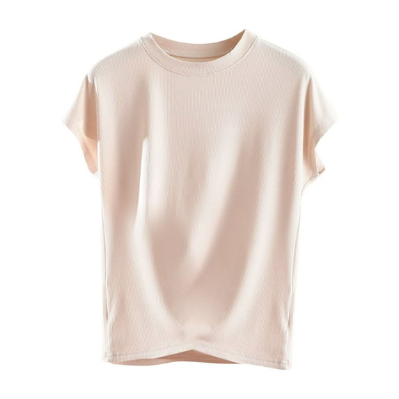 SHTXOZHI Womens Short Sleeve Summer Basic Tops Casual Round Neck Solid Color Tee Shirts