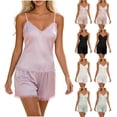 thumbnail image 1 of SHTXOZHI Womens Sleeveless Lace Trim Tank Top Pajamas Set Cute Breathable Ruffle Sleepwear Solid Color Homewear, 1 of 6