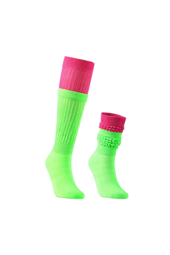 Womens Slouch Socks 80s 90s Leg Warmers Long Socks Soft Knitted Scrunch Knee High Sock