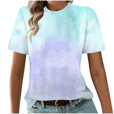 SHTXOZHI Womens T-Shirts Short Sleeve Round Neck Graphic Tee Shirts 2024 Casual Summer Tops