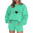 thumbnail image 1 of SHTXOZHI Womens Tracksuits 2 Piece Set Long Sleeve Crewneck Sweatshirts Drawstring Pockets Shorts Outfits, 1 of 4