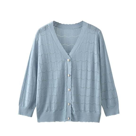SHTXOZHI Womens V Neck Button Down Knit Cardigan Sweaters Long Sleeve Open Front Fall Outwear