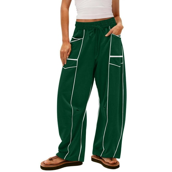 SHTXOZHI Womens Wide Leg Baggy Pants Elastic Waist Lounge Drawstring Sweatpants with Pockets