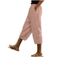 thumbnail image 1 of SHTXOZHI Womens Wide Leg Crop Pants Elastic Waist Capri Pants with Pockets Solid Color Comfy Trousers, 1 of 6