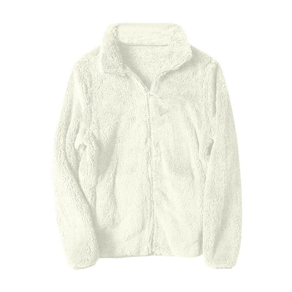 SHTXOZHI Womens Winter Fuzzy Fleece Jackets Long Sleeve Lapel Zip Up Warm Coat Outerwear