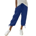 thumbnail image 1 of SHTXOZHI Womens hiking Capris High Waist Drawstring Elastic Cropped Pants Casual Loose Capri with Pockets, 1 of 9