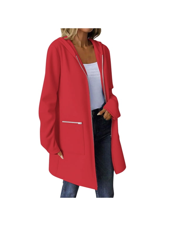 Zip Up Hoodie Women Oversized Sweatshirt Casual Fall Long Sleeve Jacket with Pockets